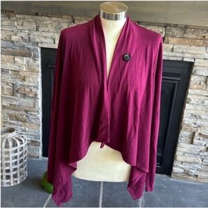 Cable & Gauge Red Open-Front Cardigan Sweater